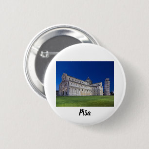 Pisa Leaning Tower Night Panorama Italien Geschenk Button