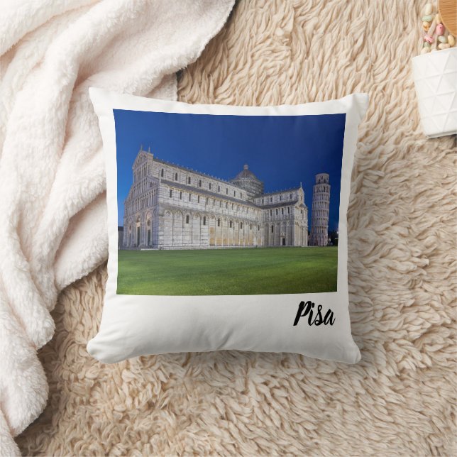 Pisa Leaning Tower Night Panorama Italien Geschenk Kissen (Decke)