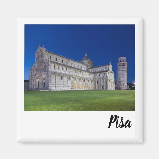 Pisa Leaning Tower Night Panorama Italien Geschenk Magnet (Vorne)