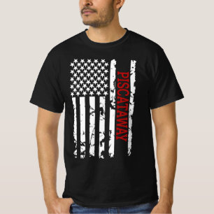 Piscataway City Black and White USA Flag T-Shirt