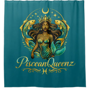 Piscean Queen Teal Duschvorhang