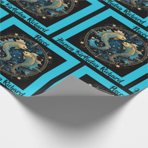 Pisces Add Name Birthday Zodiac Geschenk Geschenkpapier