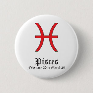PISCES ASTROLOGIC SIGN, SYMBOL ZODIAC BUTTON