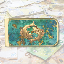 Pisces Astrologie Gold Finish Money Clip