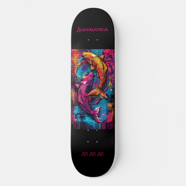 Pisces Astrologie Grafitti Personalize Skateboard (Vorderseite)