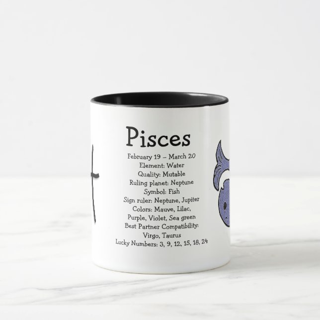 Pisces Astrologie Horoskop Tasse (Zentrum)
