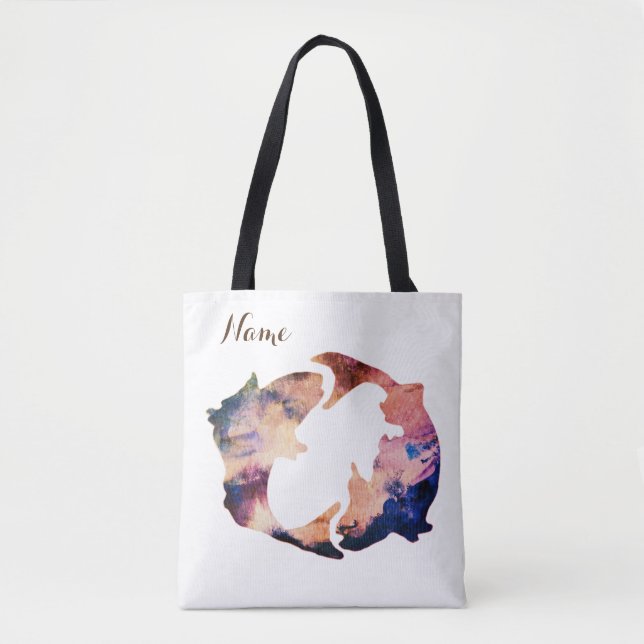 Pisces Astrologie Signierung Personalisiert Tasche (Vorderseite)