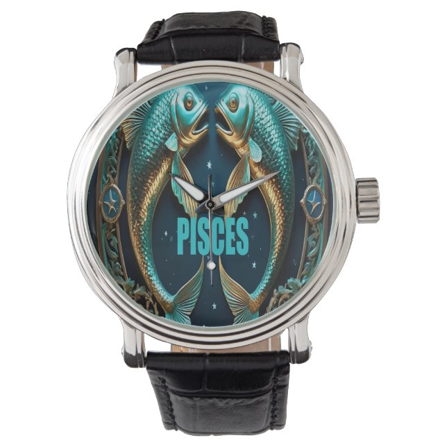 Pisces-Astrologie-Zeichen Armbanduhr (Vorderseite)