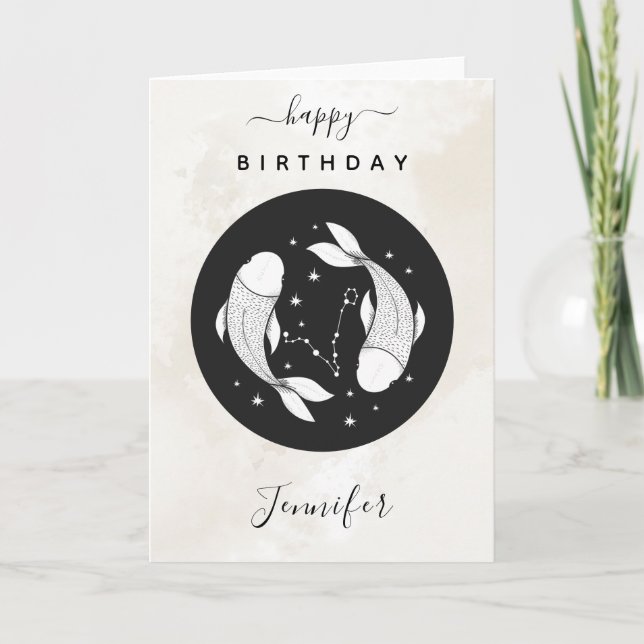 Pisces Astrologie Zodiac Star Sign Horoscope Chic Karte (Vorderseite)
