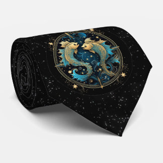 Pisces Astrologisches Zeichen Zodiac Neck Tie Krawatte