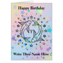 Pisces Astrology Geburtstagskarte Feb 19-März 20