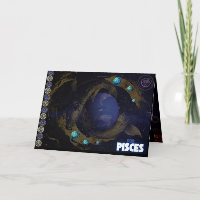 Pisces Birthday Card Dankeskarte (Vorderseite)