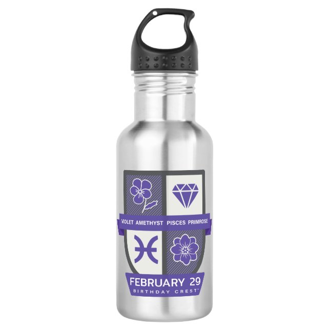 Pisces Birthday Crest™ for February 19-29 Edelstahlflasche (Vorderseite)