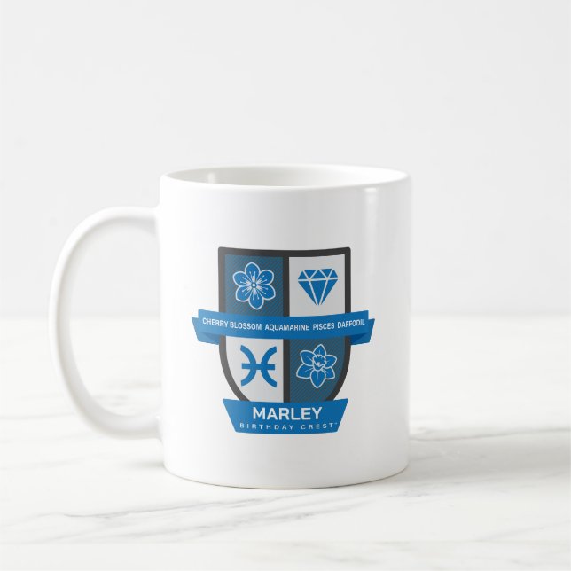 Pisces Birthday Crest™ for March 1-20 Mug Kaffeetasse (Links)