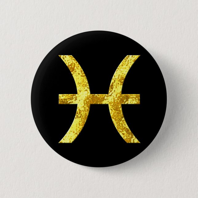 Pisces Black Gold Tasten Button (Vorderseite)