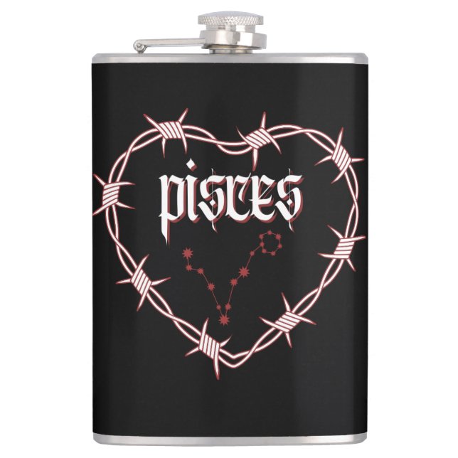 Pisces Constellation Gothic Dark Celestial Edgy Flachmann (Vorderseite)