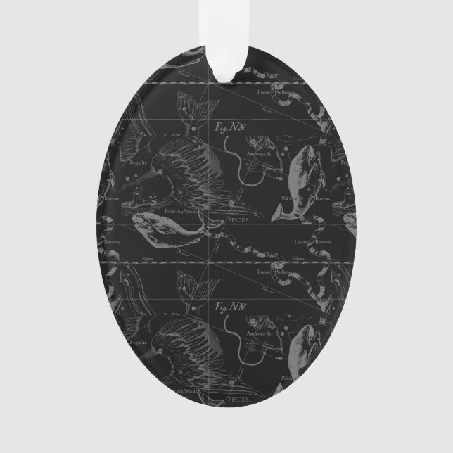 Pisces Constellation Hevelius 1690 Karte Gravieren Ornament (Vorderseite)