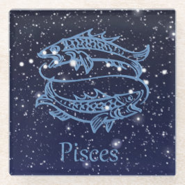 Pisces Constellation und Zodiac Sign with Stars Glasuntersetzer
