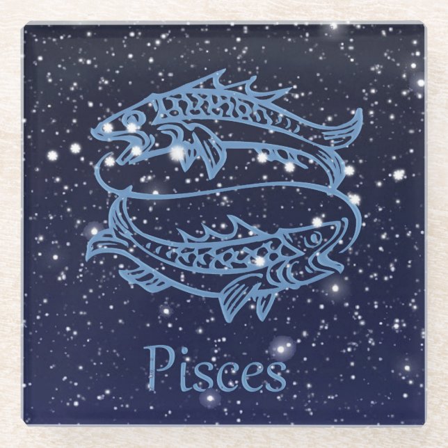 Pisces Constellation und Zodiac Sign with Stars Glasuntersetzer (Vorderseite)