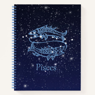 Pisces Constellation und Zodiac Sign with Stars Notizbuch