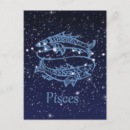 Pisces Constellation und Zodiac Sign with Stars Postkarte