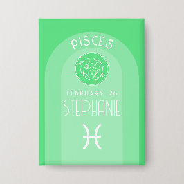 Pisces Custom Birthday Zodiac - Modernes Design Button