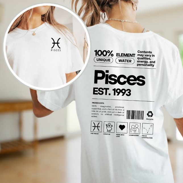 Pisces Custom Zodiac Astrologie Geburtstag Februar T-Shirt (Von Creator hochgeladen)