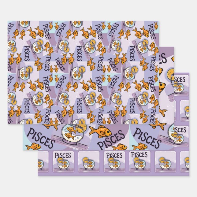 Pisces Design-Geschenk für Zodiac-Sternschauspiele Geschenkpapier Set (Set)