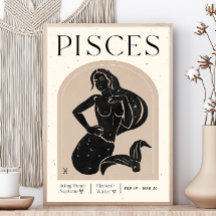 Pisces Feminine Zodiac Poster