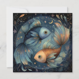 Pisces Fish Zodiac Astrology Celestial Birthday Karte