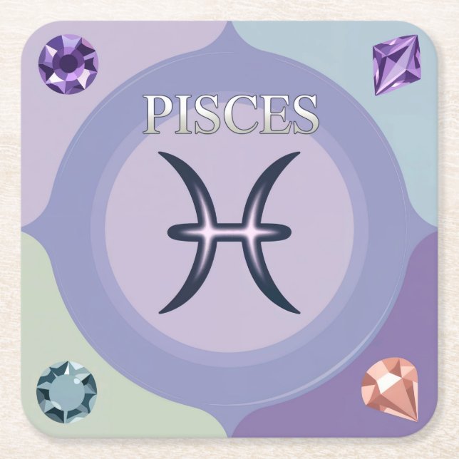 Pisces Gemstones Glyph Untersetzer Set (Vorderseite)