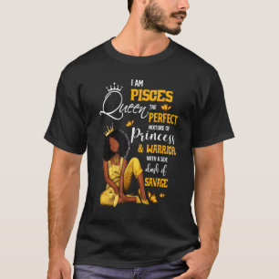Pisces Girl Birthday Melanin Afro Queen für Schwar T-Shirt