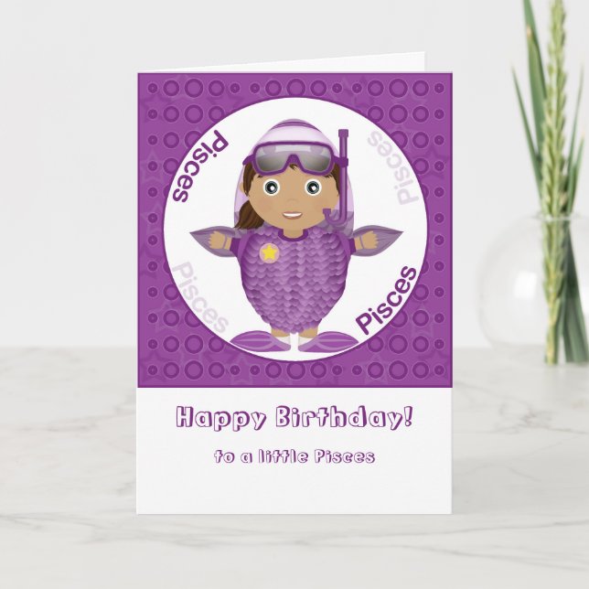Pisces Girl - Happy Birthday Karte (Vorderseite)