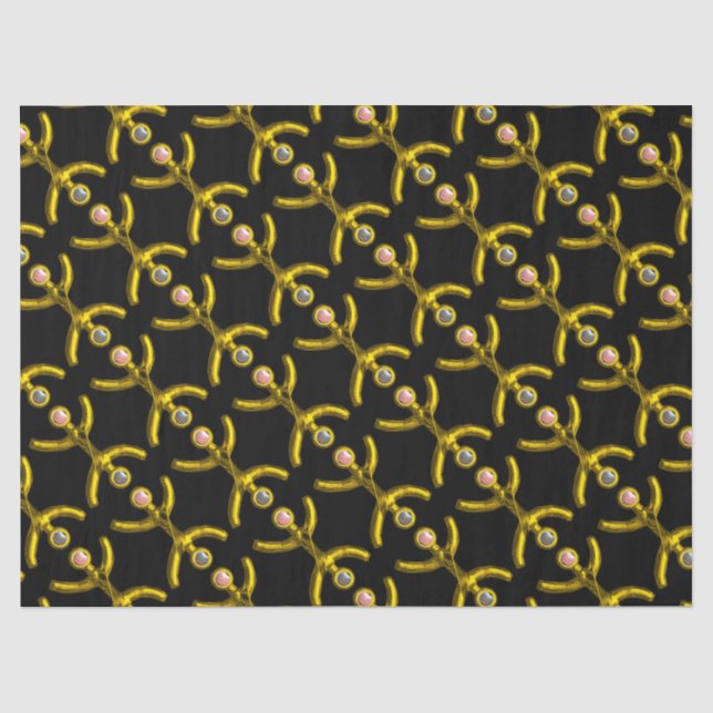 PISCES GOLD ZODIAC BIRTHDAY JEWEL UND PEARLS Black Seidenpapier (Vorderseite)