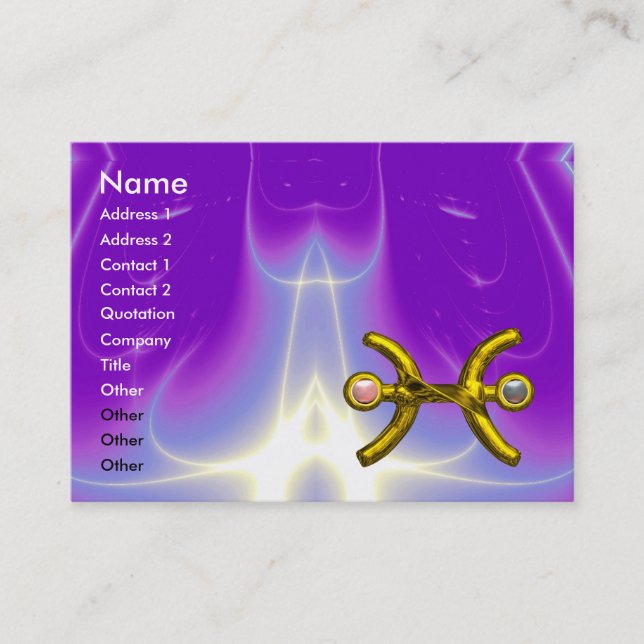 PISCES GOLD ZODIAC SIGN Astrologie Lila Violett Visitenkarte (Vorderseite)