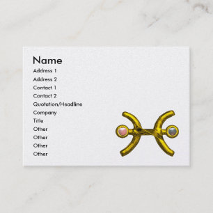 PISCES GOLDEN ZODIAC JEWEL MIT PEARES White Visitenkarte