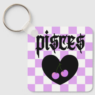 Pisces Gothic Ästhetik Scheckkreuz Design Schlüsselanhänger