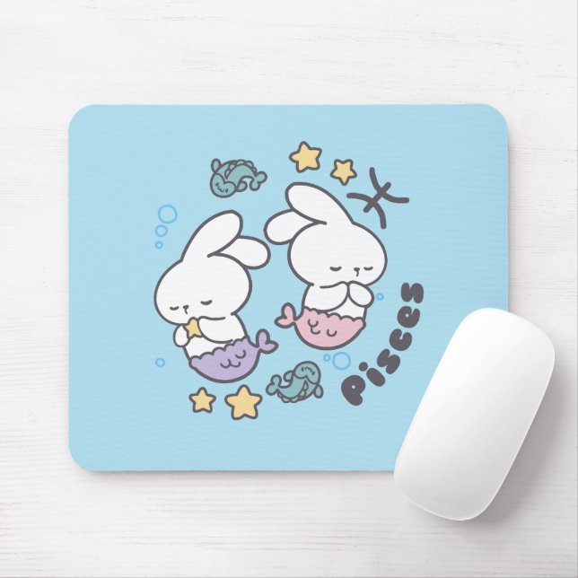 Pisces Harmony: Bunny Mermaid Duo Mousepad (Mit Mouse)