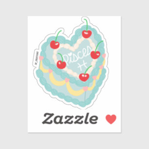 Pisces Heart Cake Aufkleber