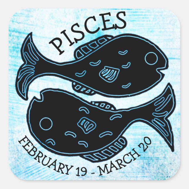 Pisces Horoscope Zodiac Astrologisches Zeichen Quadratischer Aufkleber (Vorderseite)