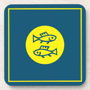Pisces Horoskop Gelb Blau Modern Minimalistisch Getränkeuntersetzer