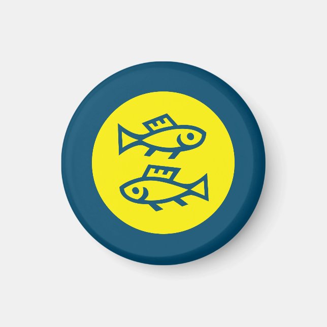 Pisces Horoskop Gelb Blau Modern Minimalistisch Magnet (Vorne)