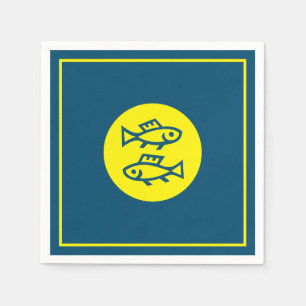 Pisces Horoskop Gelb Blau Modern Minimalistisch Serviette