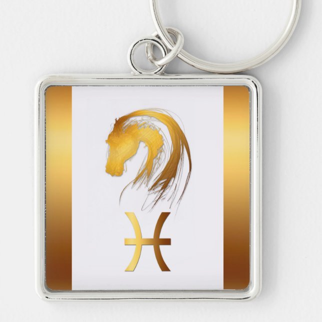 Pisces Horse Western Chinese Astrology Schlüsselanhänger (Vorne)