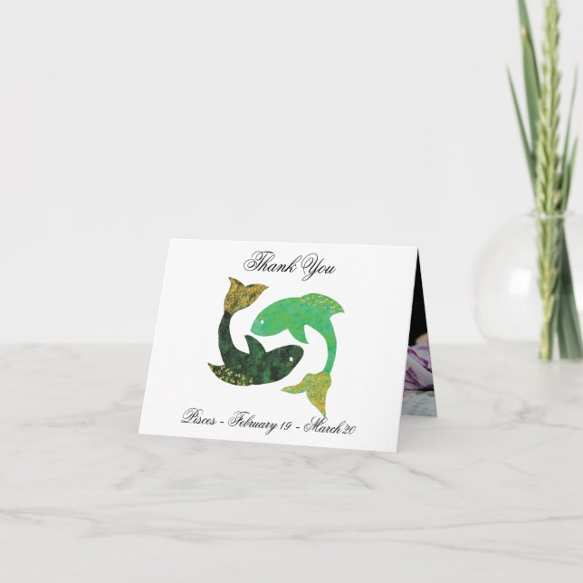 Pisces Impressionist Painting Style & Gold Dankeskarte (Vorderseite)