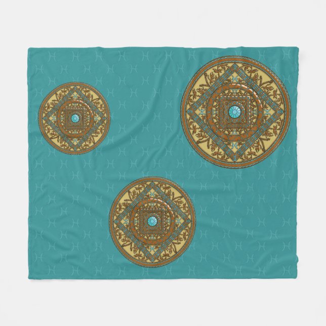 Pisces Mandala Fleece Blanket (Vorderseite (Horizontal))