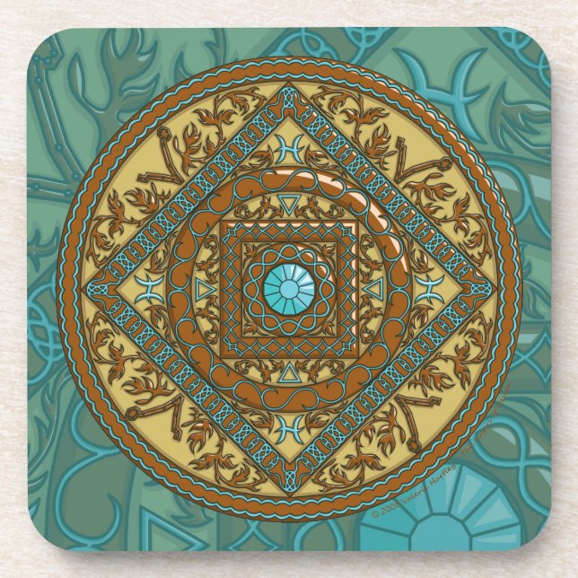 Pisces Mandala Square Untersetzer (Vorderseite)