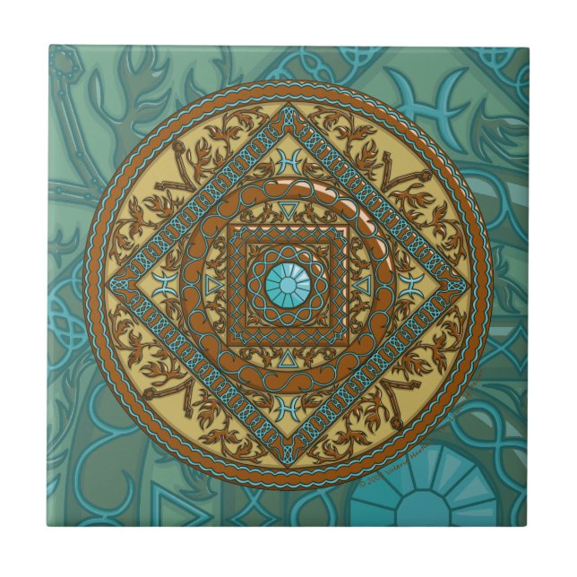 Pisces Mandala Tile Fliese (Vorderseite)