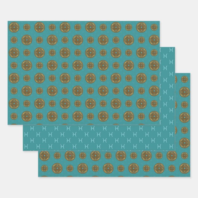 Pisces Mandala Wrapping Paper Set Geschenkpapier Set (Set)