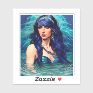 Pisces Mermaid Queen Original Fantasy Art Aufkleber